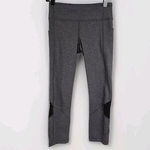 LULULEMON Pace Rival Crop 22" Side Pocket Heathered Gray Black Size 4 EUC